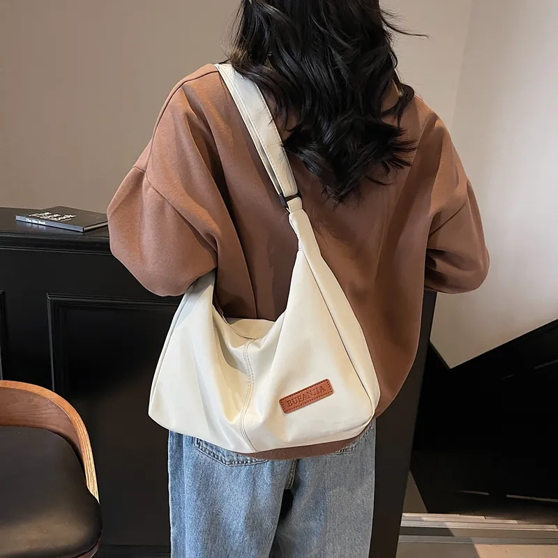 Single Warehouse Fabric Shoulder Bag Regular Unisex White/Light Green/Gray/Black-2