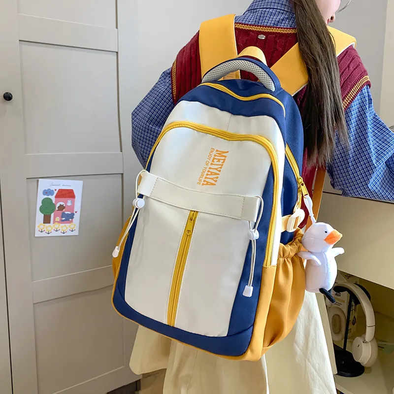 Single Warehouse Nylon Backpack Regular Unisex Dark Blue/Black/Pink/Burgundy/Yellow/Mint Green-18