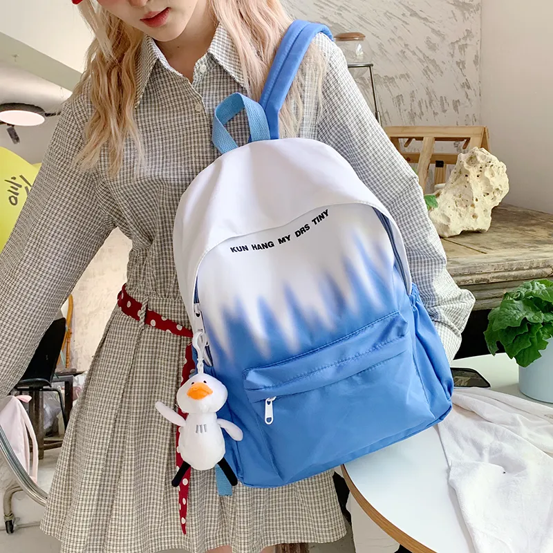 Single Warehouse Nylon Fabric Backpack Regular Unisex Pink/Green/Dark Blue/Light Blue-2