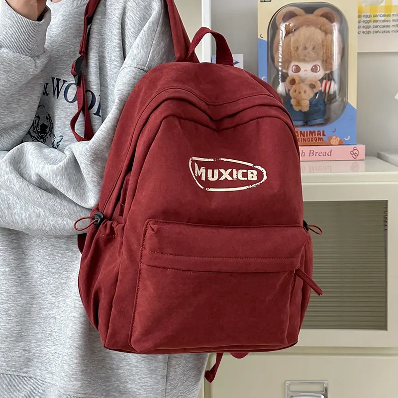 Single Warehouse Nylon Backpack Regular Unisex White Gray/Green/Red-10