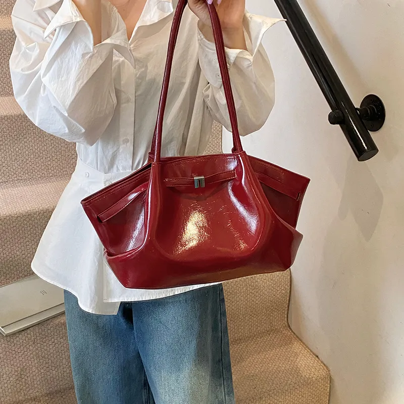 Single Warehouse PU Shoulder Bag Regular Women's Ivory/Black/Burgundy/Light Yellow/Light Blue-21