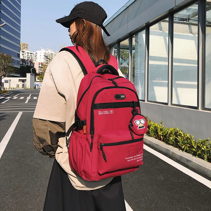 Single Warehouse Nylon Backpack Regular Unisex Gray/Black/Red/Khaki/Blue-4