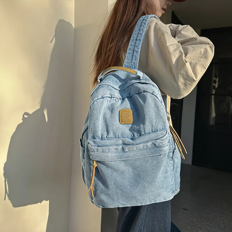 Single Warehouse Denim Backpack Regular Unisex Black/Light Blue/Dark Blue-3