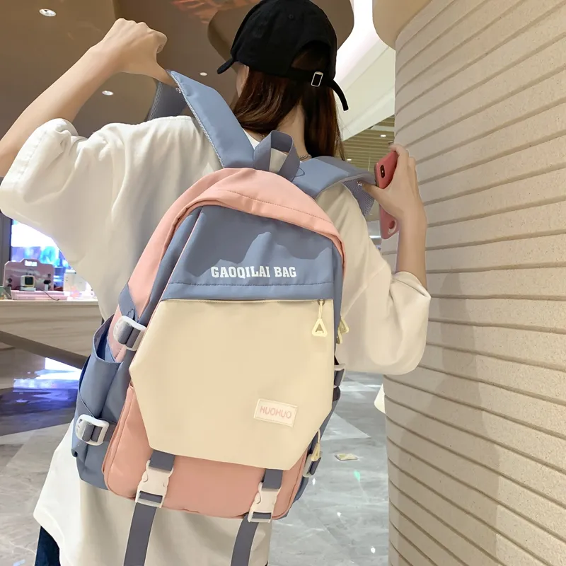 Single Warehouse Nylon Backpack Unisex Multicolor-5