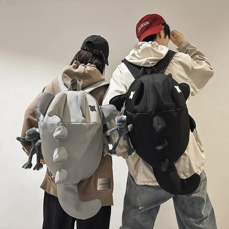 Single Warehouse Nylon Backpack Regular Unisex Black/Gray/White-8
