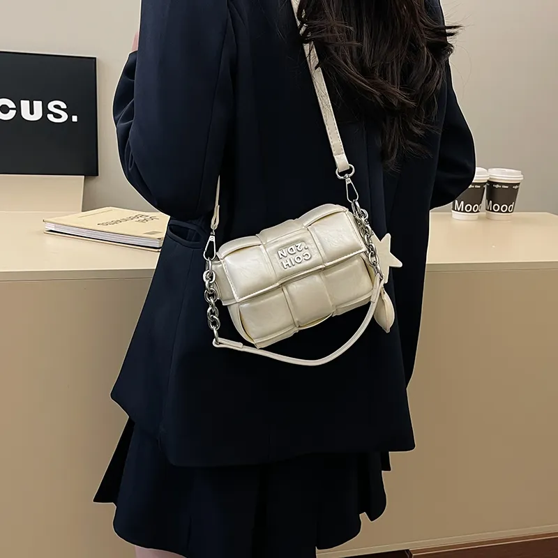 Single Warehouse PU One Shoulder Handbag Regular Women's Ecru/Silver/Pink/Black-1