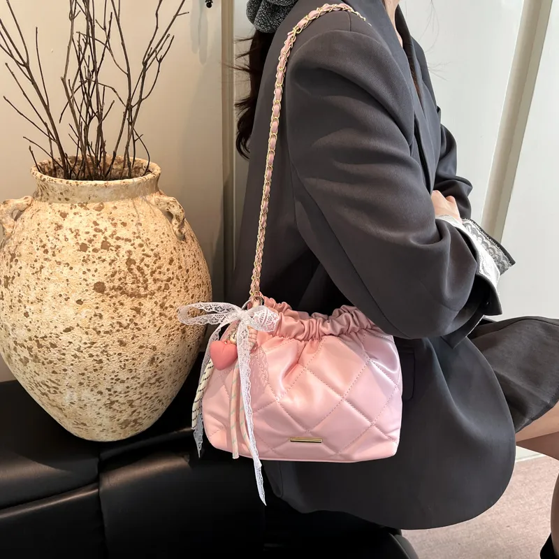 Single Warehouse PU Shoulder Bag Regular Women's White/Silver/Pink/Black-16