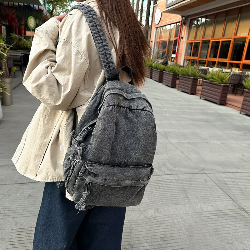 Single Warehouse Denim Backpack Unisex Dark Blue/Gray/Light Blue-16
