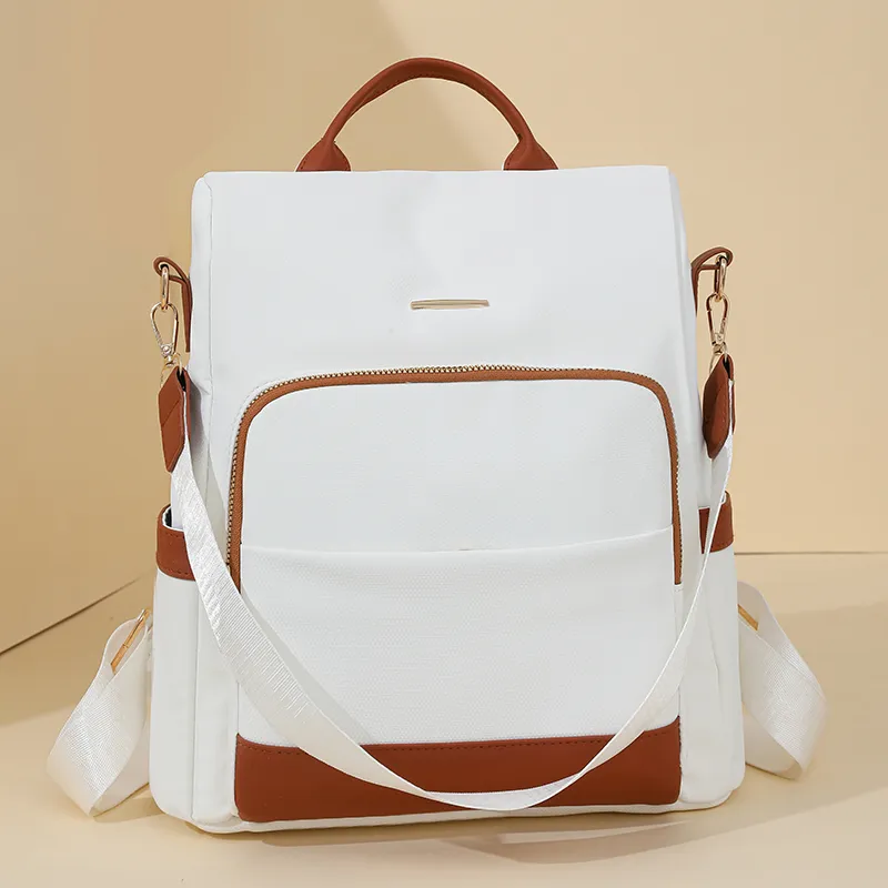 Single Warehouse PU Backpack Regular Unisex Black & White/Black & Brown/Caramel/Blue/Red/Pink-38