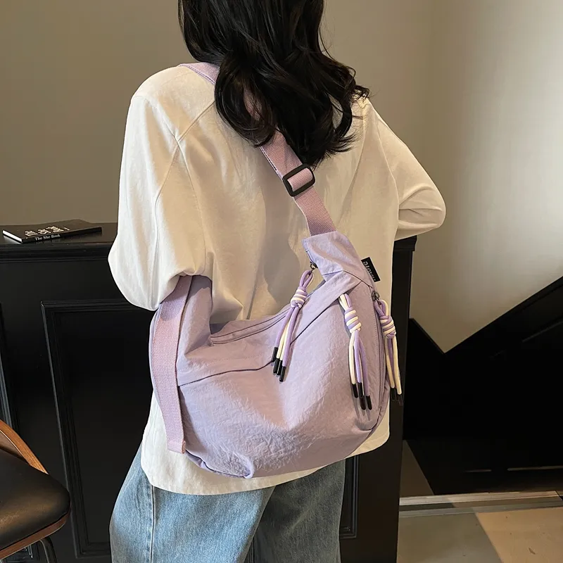 Single Warehouse Fabric Shoulder Bag Regular Unisex White/Green/Yellow/Purple/Black-21