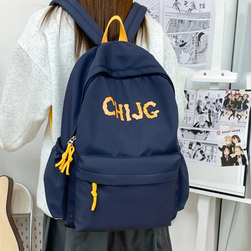 Single Warehouse Composite Cloth Backpack Unisex Yellow/Dark Blue/Black-7