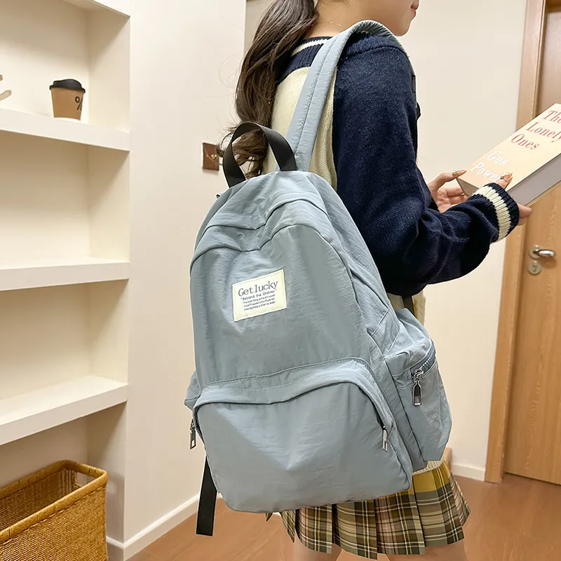 Single Warehouse Nylon Backpack Unisex White/Pink/Blue/Black-15