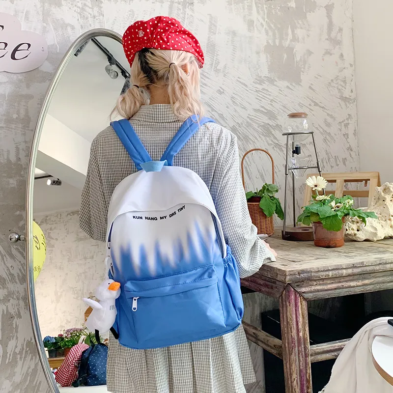 Single Warehouse Nylon Fabric Backpack Regular Unisex Pink/Green/Dark Blue/Light Blue-6