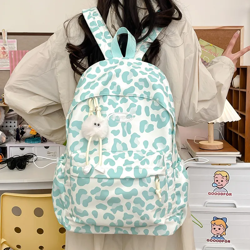 Single Warehouse Nylon Backpack Large Size Women's Blue/Green/Black-10