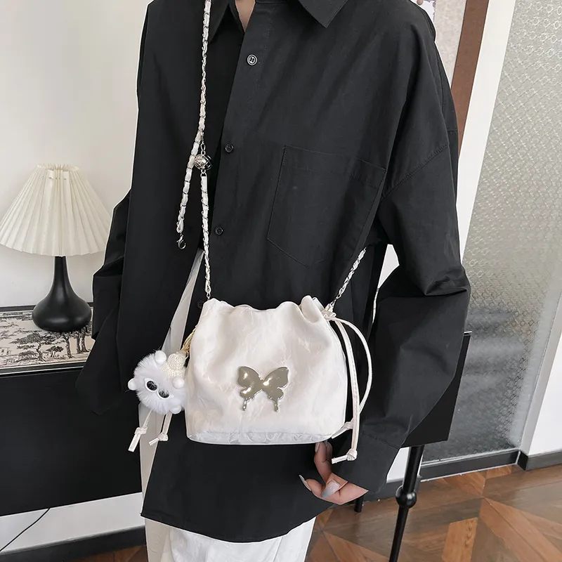 Single Warehouse PU Shoulder Bag Women's White/Silver/Pink/Blue/Black-1