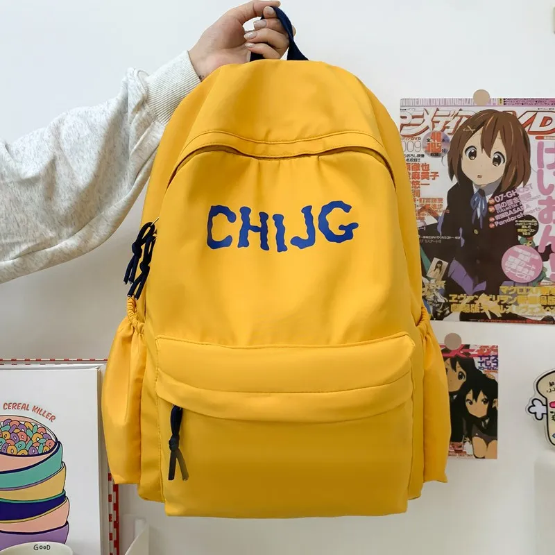 Single Warehouse Composite Cloth Backpack Unisex Yellow/Dark Blue/Black-1