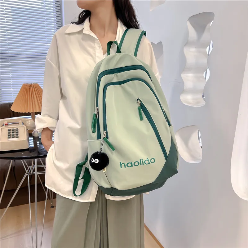 Single Warehouse Nylon Backpack Unisex White/Pink/Blue/Green/Black-17