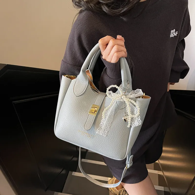 Single Warehouse PU Shoulder Bag, Crossbody Bag, Handbag Regular Women's Blue/Ecru/Pink/Black-9