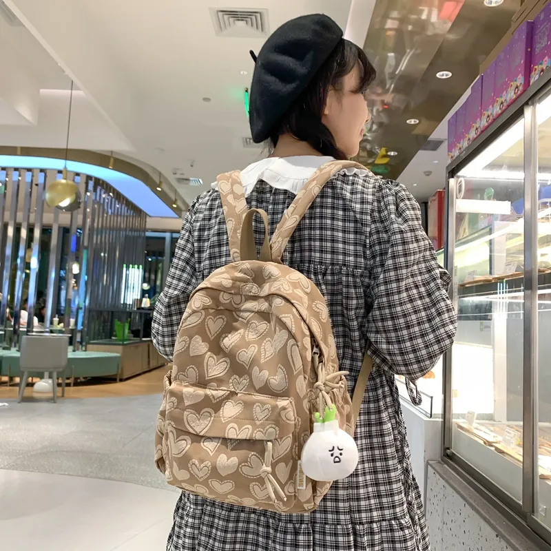 Single Warehouse Polyester Backpack Regular Women's White/Black/Pink/Khaki-22