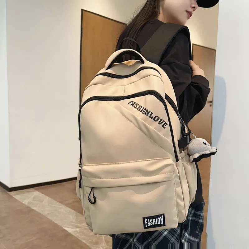 Single Warehouse Nylon Backpack Unisex White/Black/Gray/Khaki-16