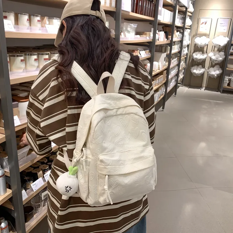 Single Warehouse Polyester Backpack Regular Women's White/Black/Pink/Khaki-9