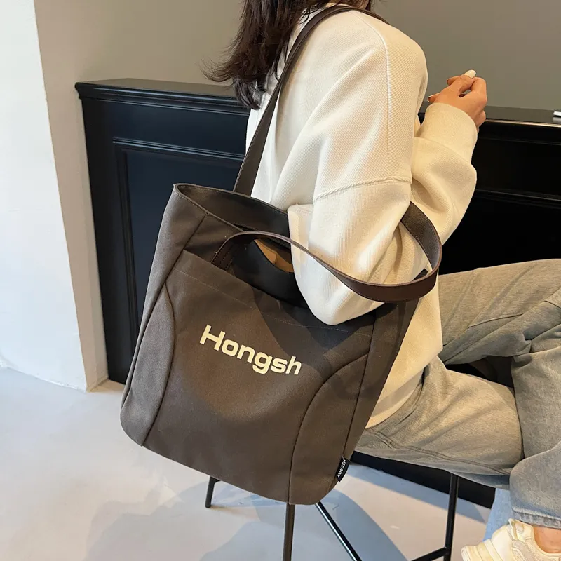 Single Warehouse Fabric Handheld Shoulder Bag Regular Women's White/Khaki/Dark Tea-19