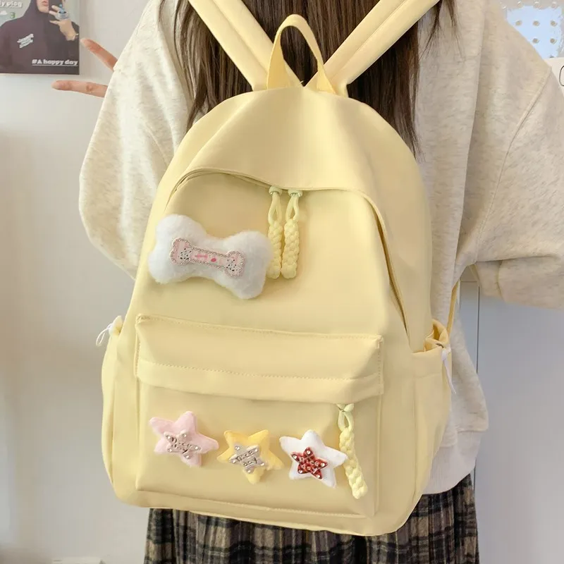 Single Warehouse Composite Cloth Backpack Women's Ecru/Pink/Yellow/Green/Black-13