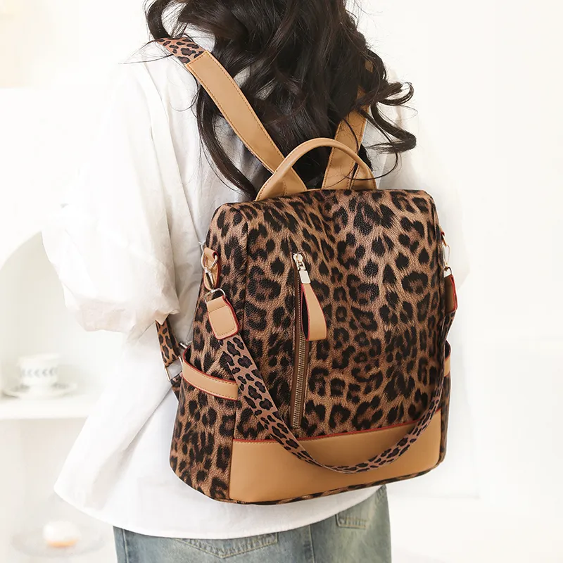 Single Warehouse PU Backpack Women's Black/Brown/Coffee-2