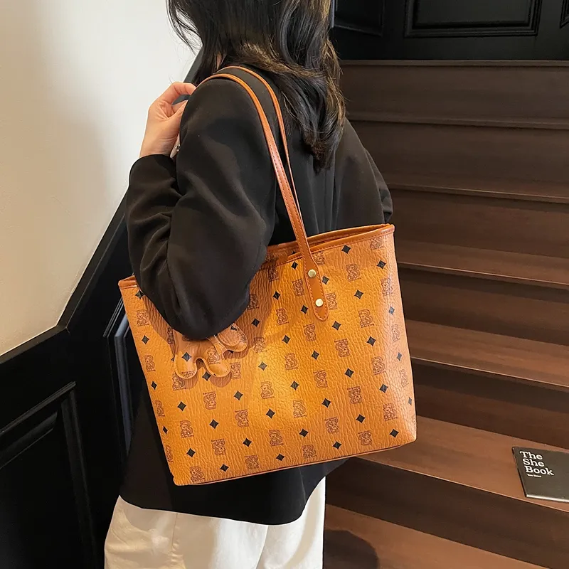Single Warehouse PU Tote Handheld Shoulder Bag Regular Women's Ecru/Pink/Brown/Coffee/Black-15