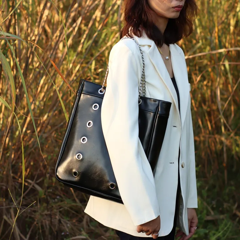 Gudair PU Waxed Leather Shoulder Bag, Crossbody Bag, Handbag Regular Large Size Women's Black-1