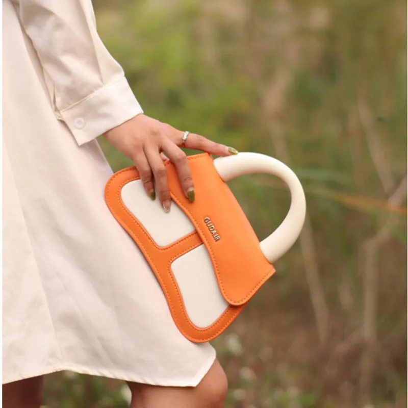 Gudair Genuine Leather Shoulder Bag Regular Women's Orange/Light Blue/Light Yellow/Lake Green-4