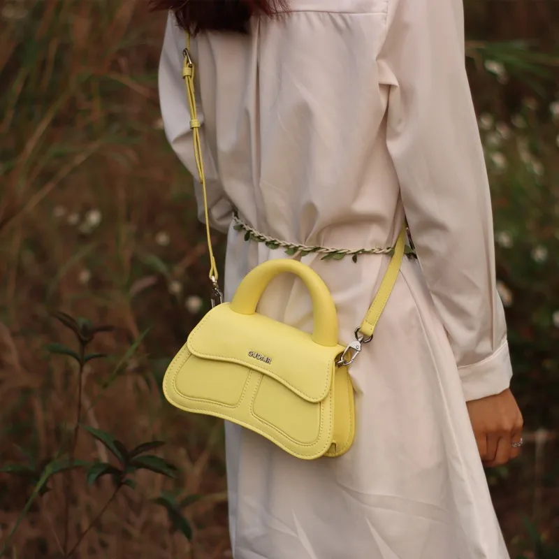 Gudair Genuine Leather Shoulder Bag Regular Women's Orange/Light Blue/Light Yellow/Lake Green-12