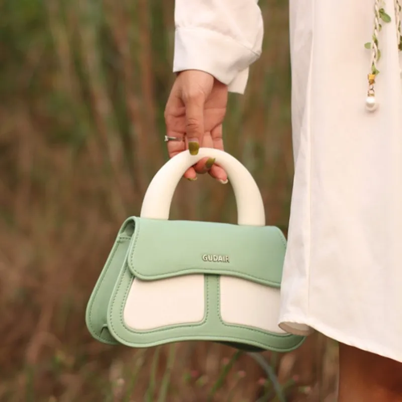Gudair Genuine Leather Shoulder Bag Regular Women's Orange/Light Blue/Light Yellow/Lake Green-7