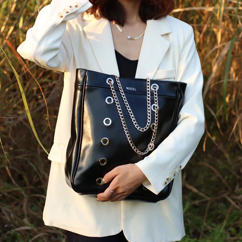 Gudair PU Waxed Leather Shoulder Bag, Crossbody Bag, Handbag Regular Large Size Women's Black-3