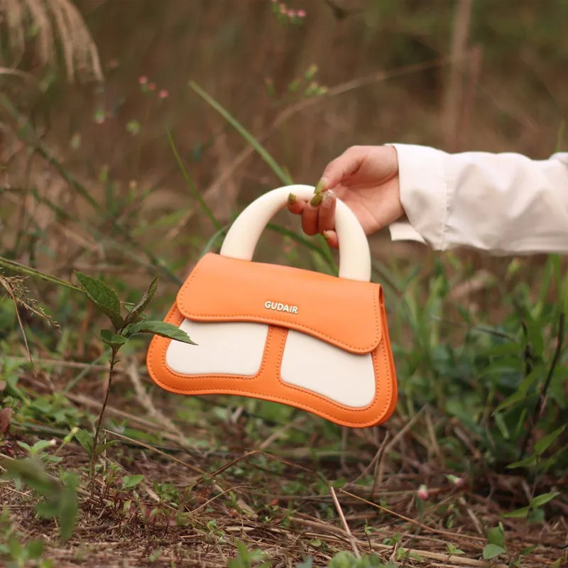 Gudair Genuine Leather Shoulder Bag Regular Women's Orange/Light Blue/Light Yellow/Lake Green-2