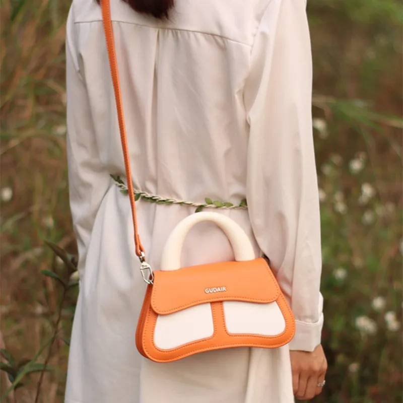 Gudair Genuine Leather Shoulder Bag Regular Women's Orange/Light Blue/Light Yellow/Lake Green-1