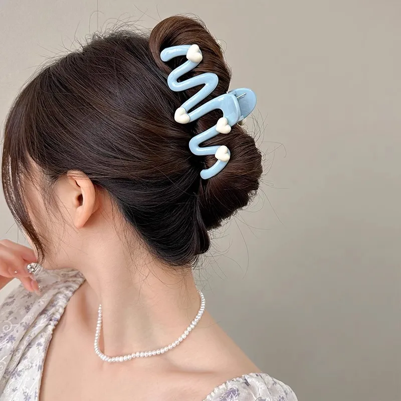 Water Jade Acrylic Hair Clips Women's-2
