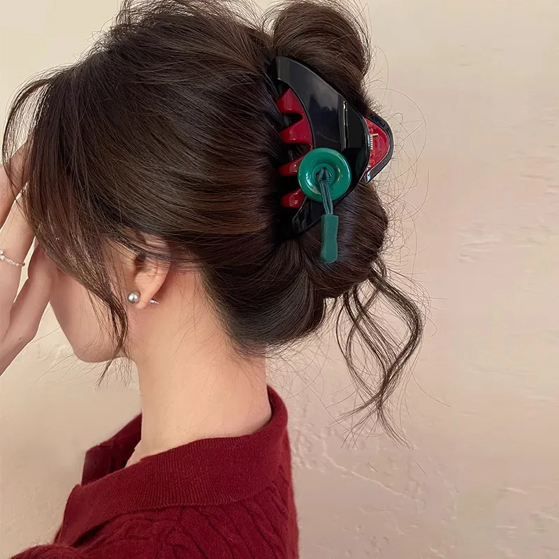 Water Jade Acrylic Hair Clips Women's-2