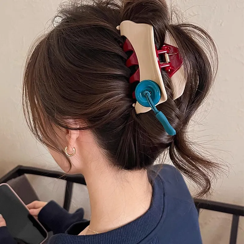 Water Jade Acrylic Hair Clips Women's-8