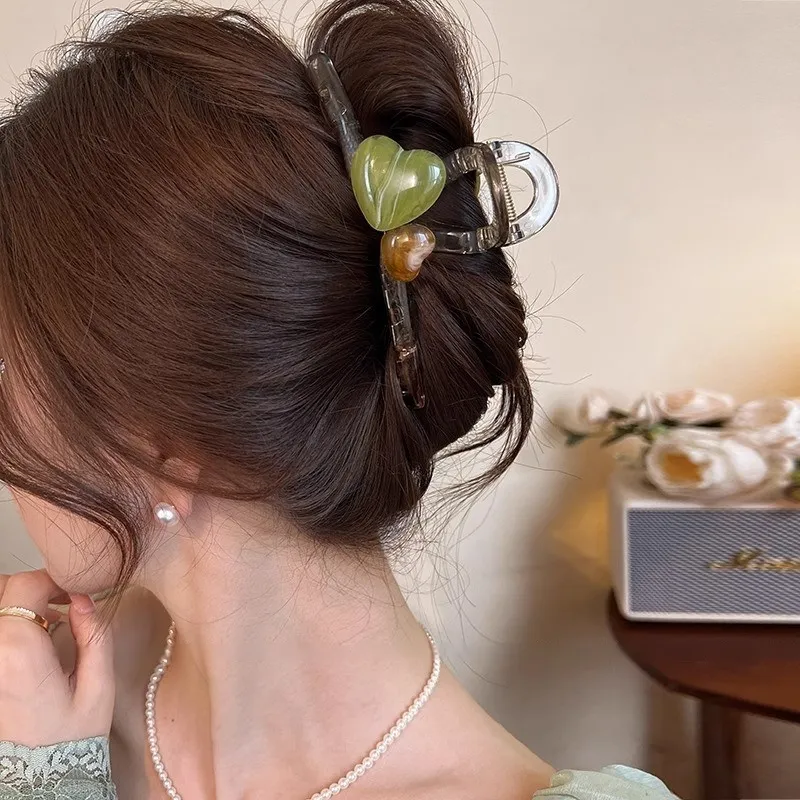 Water Jade Acrylic Hair Clips Women's-2