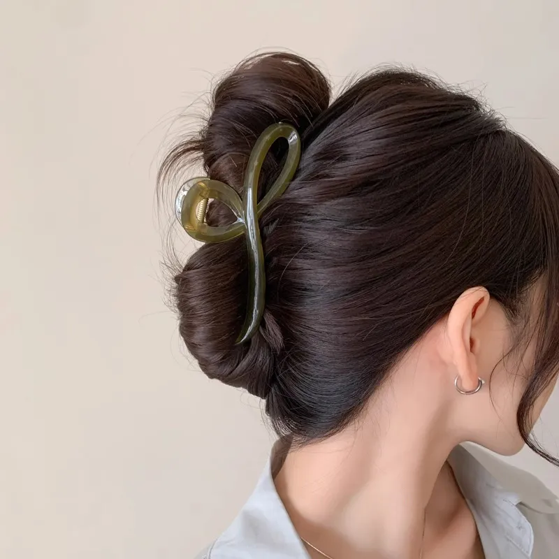 Water Jade Acrylic Hair Clips Women's-4