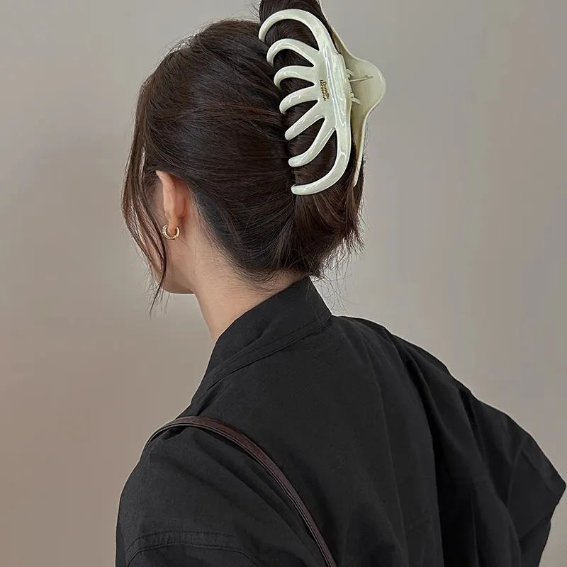 Water Jade Acrylic Hair Clips Women's-2