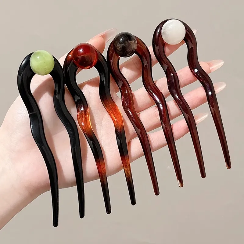 Water Jade Acrylic Hairpins Women's-5