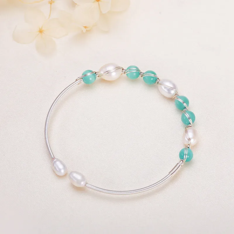 HAPPY BEAN Freshwater Pearl Bangles Women's-3