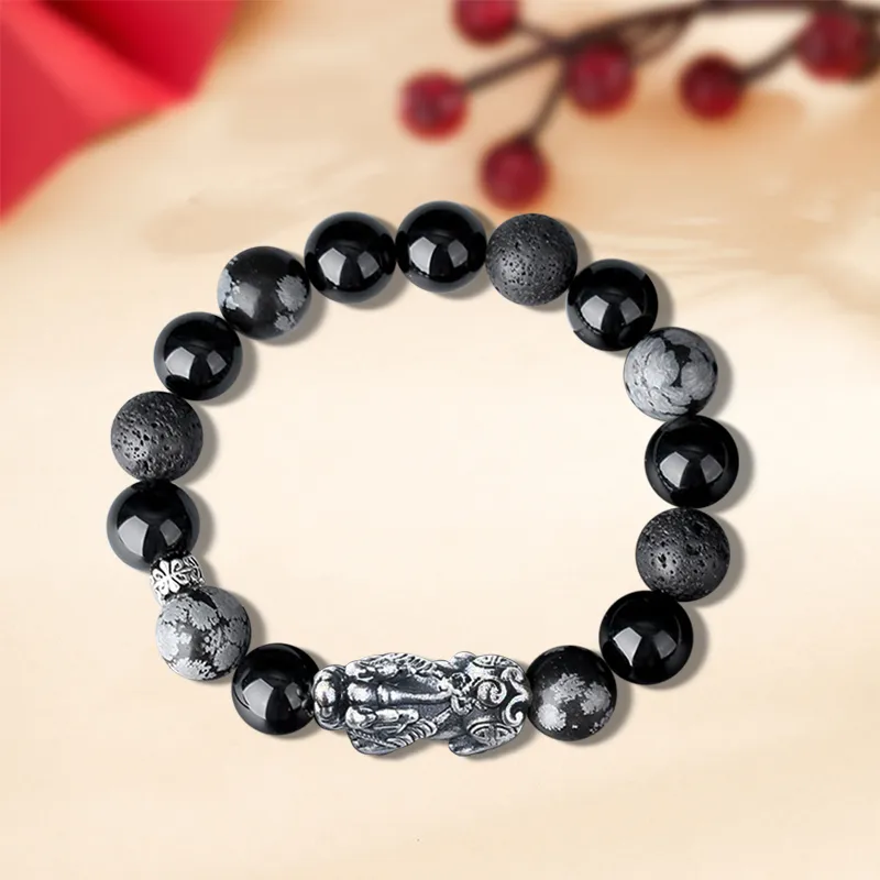 HAPPY BEAN Obsidian Bracelets Men's-1