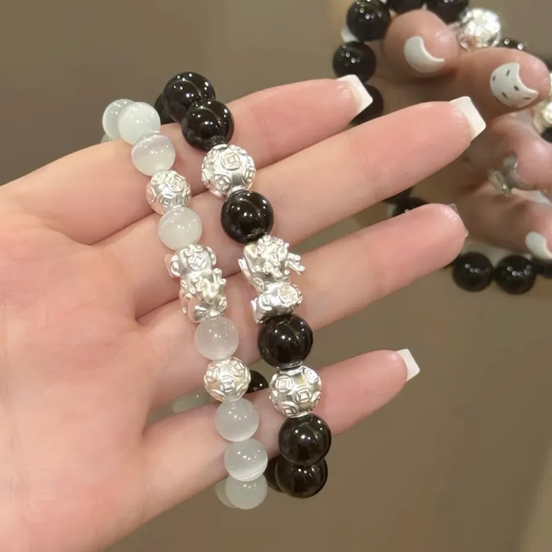 HAPPY BEAN Obsidian Bracelets Unisex-2
