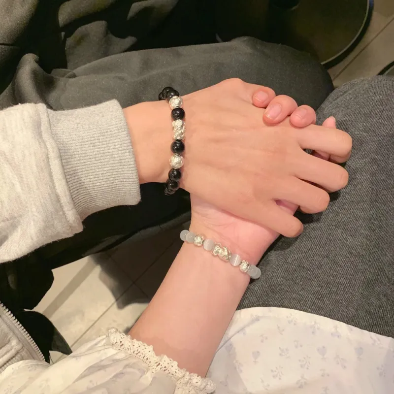 HAPPY BEAN Obsidian Bracelets Unisex-5