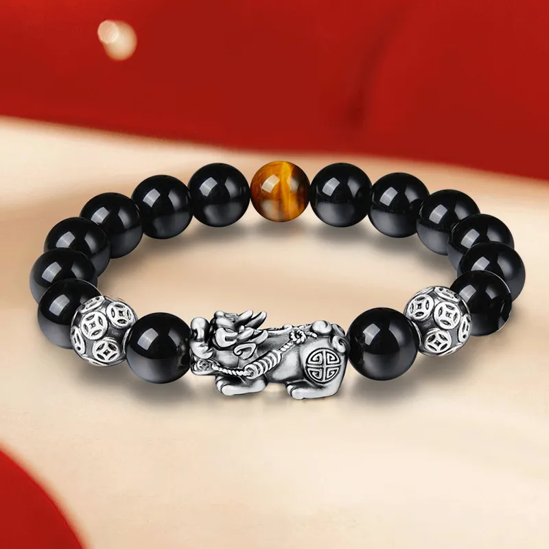 HAPPY BEAN Obsidian Bracelets Unisex-2