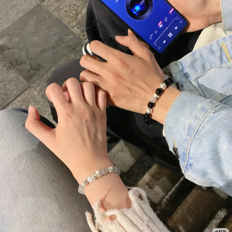 HAPPY BEAN Obsidian Bracelets Unisex-4
