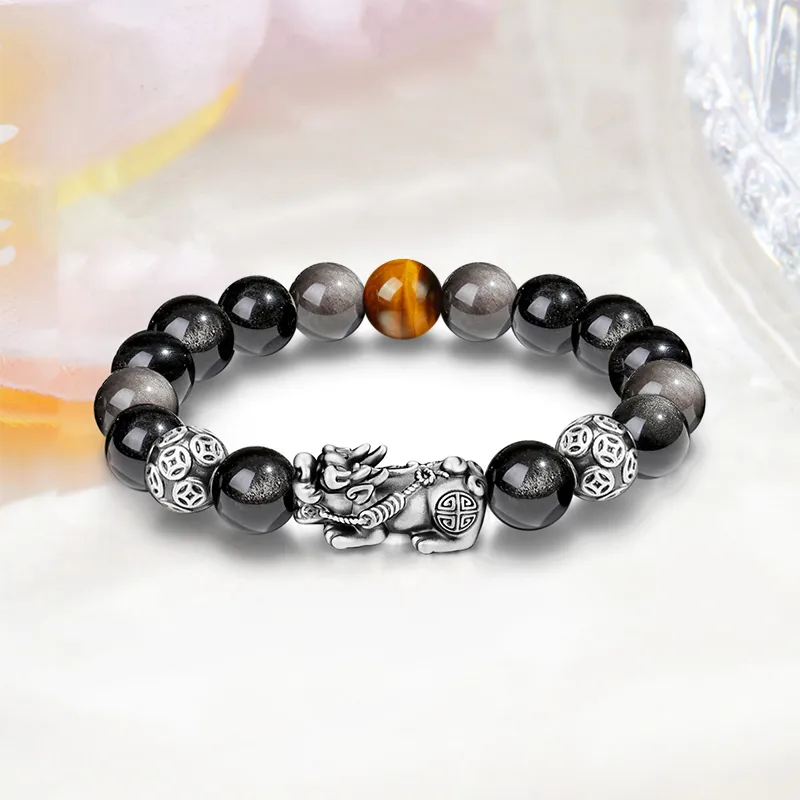 HAPPY BEAN Obsidian Bracelets Unisex-7